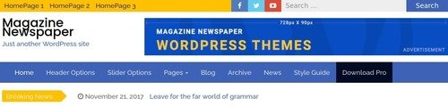 Magazine Newspaper 3.0.0 theme header first layout
