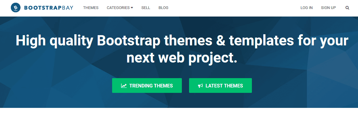 screenshot of homepage of bootstrapbay