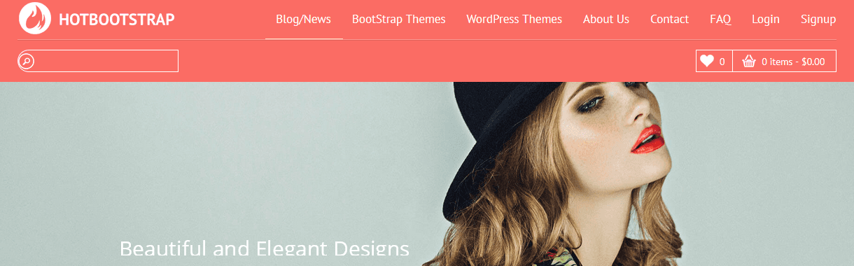 Screenshot of homepage of hotbootstrap