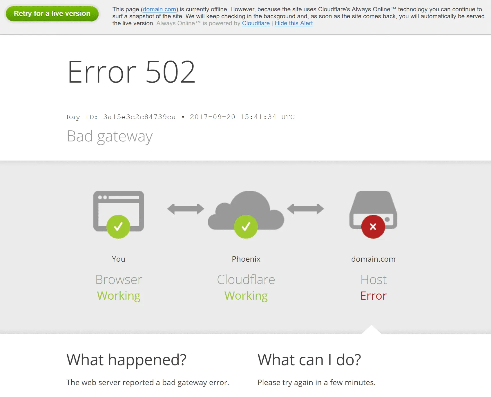 Bad Gateway Error