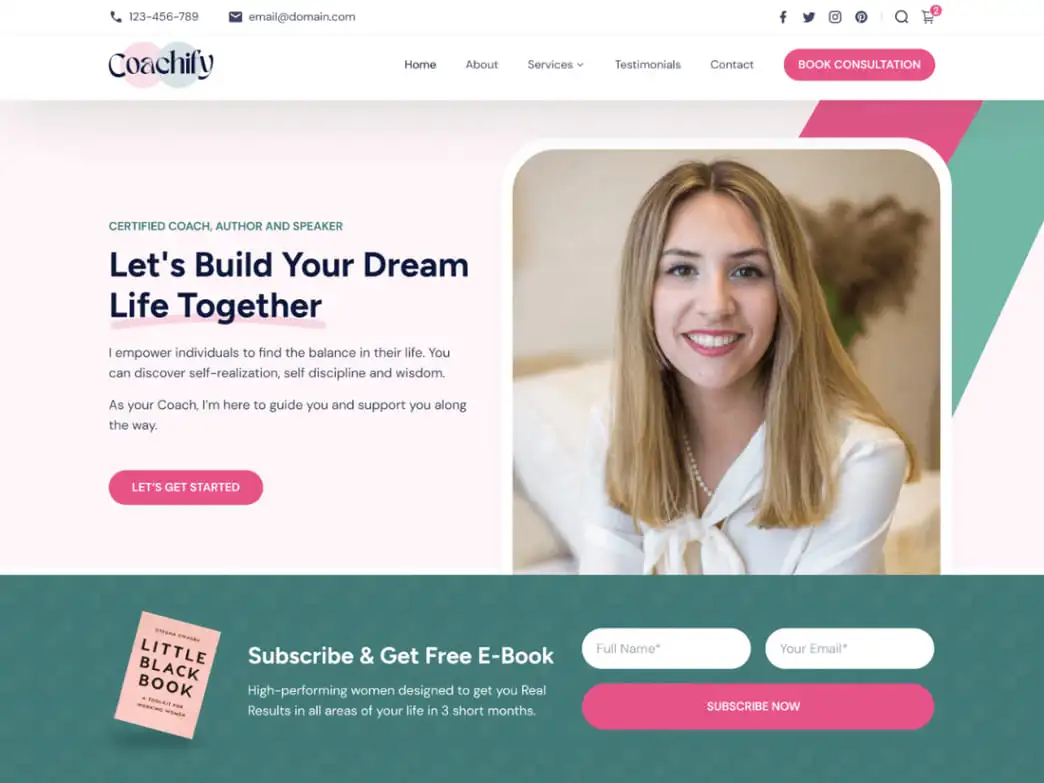 Coachify is one of the best coaching WordPress themes