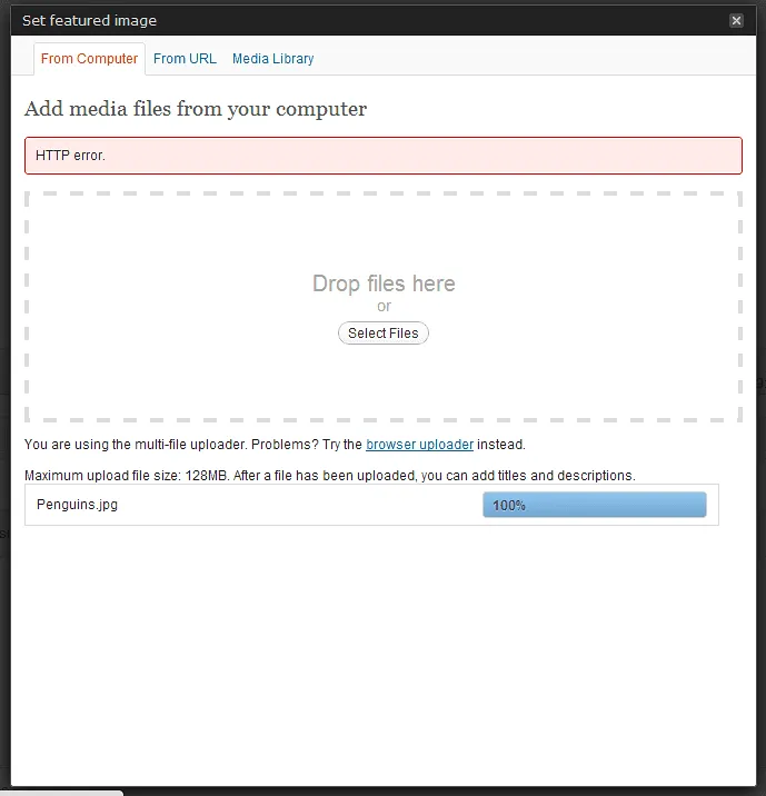 HTTP Error while Uploading Images