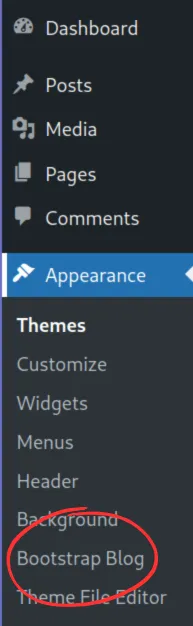 New Dashboard Page in Our Themes: Menu link
