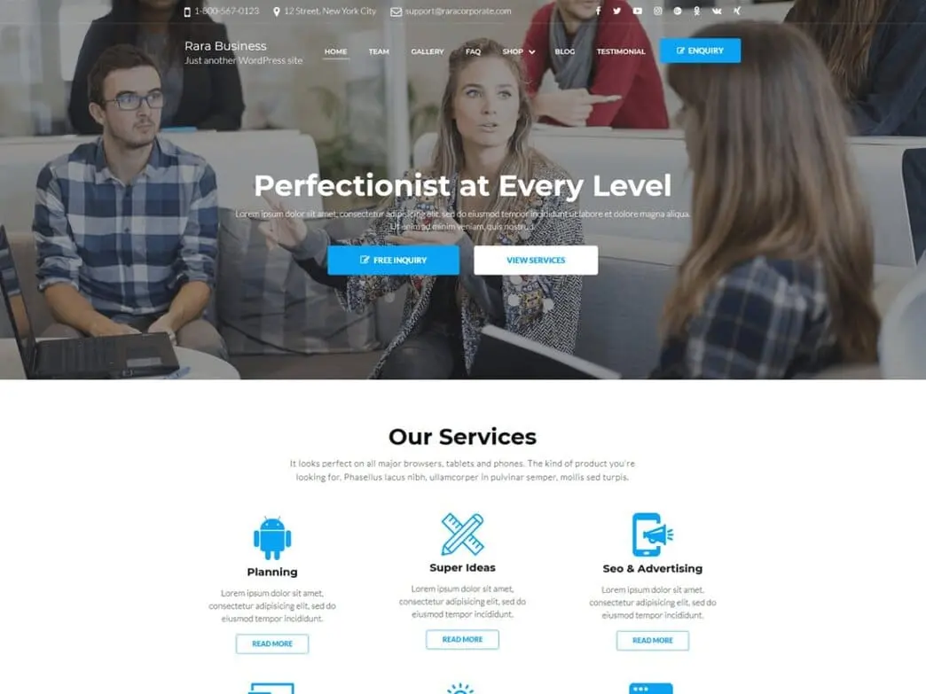 Rara Business is one of the best small business WordPress themes