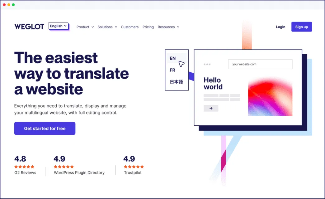 Translate WordPress Website: Weglot homepage