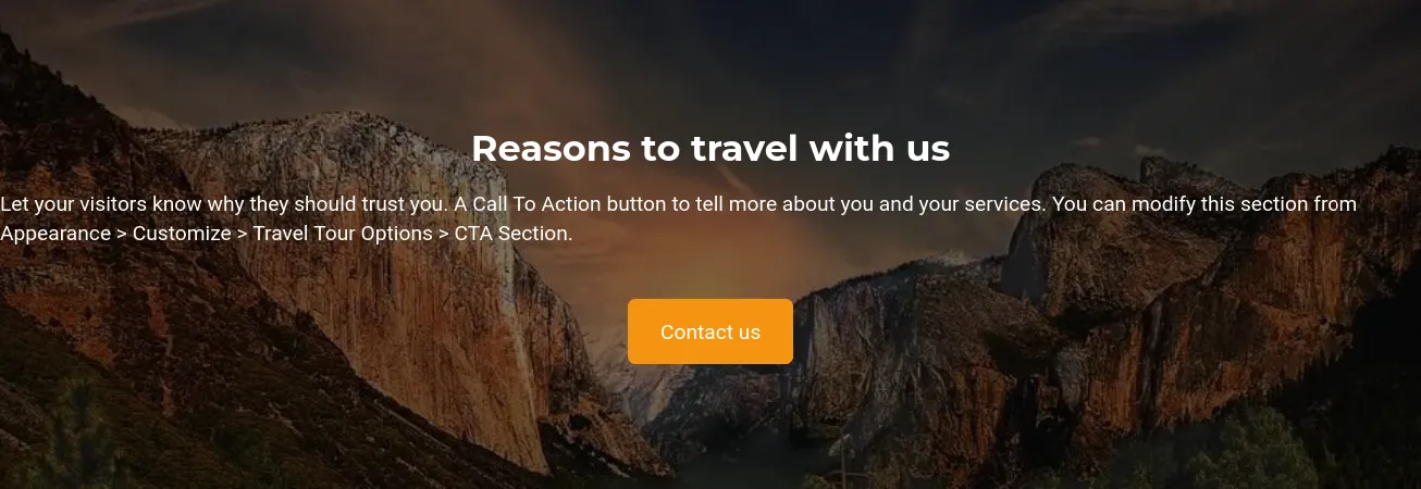 Travel Tour CTA section