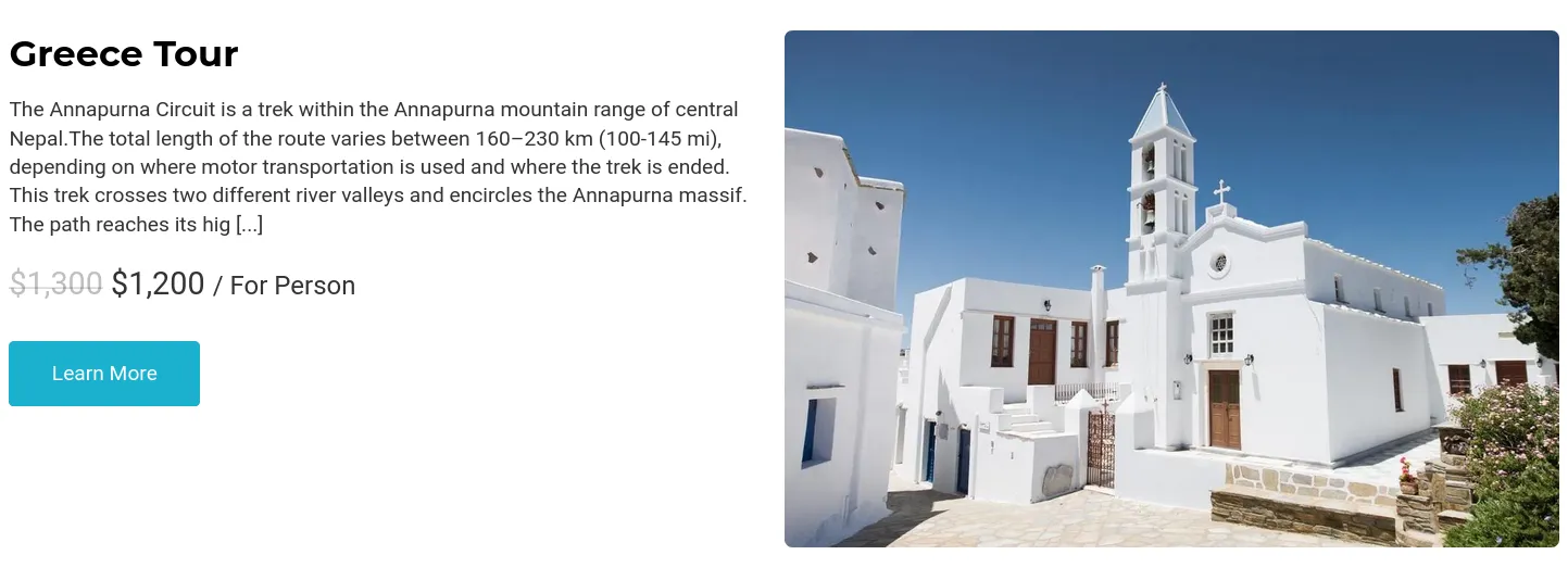 Travel Tour special offer section